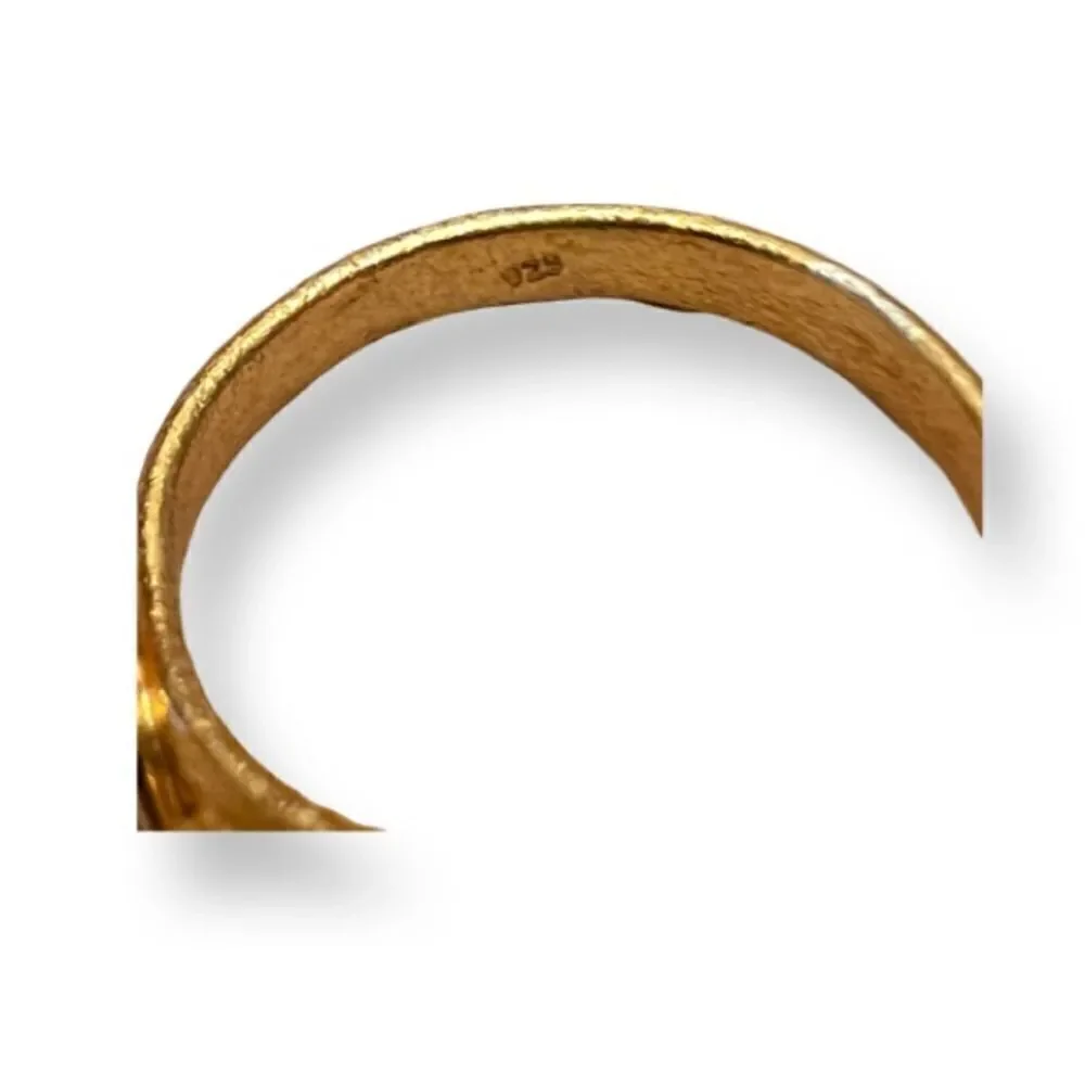 Tiger’s Eye Gold Plated Ring Marked 925 Size 6.25